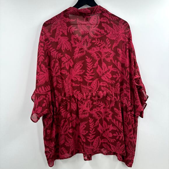 Torrid Red Pink Cap Sleeve Polo Blouse - Picture 6 of 8